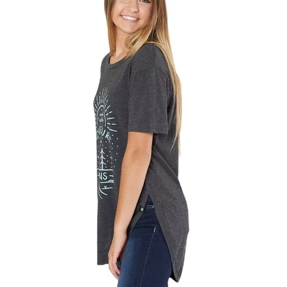 SzS Tentree Charcoal Grey with teal print  Graphic Short Sleeve T Shirt VGUC - Picture 4 of 12